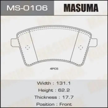 Колодки гальмівні (MS-0106) MASUMA MS0106 (фото 1)