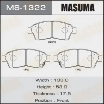 Колодки гальмівні передн Toyota Camry (-00), RAV 4 (-00) (MS-1322) MASUMA MS1322 (фото 1)