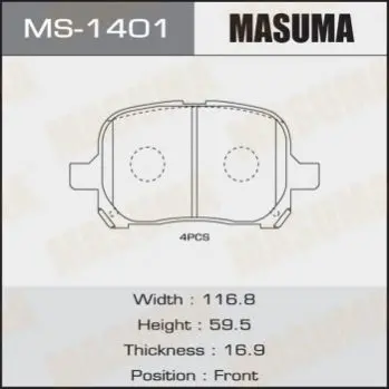 Колодки гальмівні передн Toyota Camry (-01) (MS-1401) MASUMA MS1401 (фото 1)