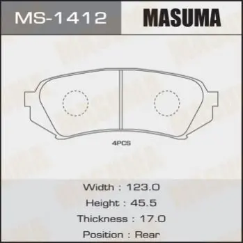Колодки гальмівні (MS-1412) MASUMA MS1412 (фото 1)