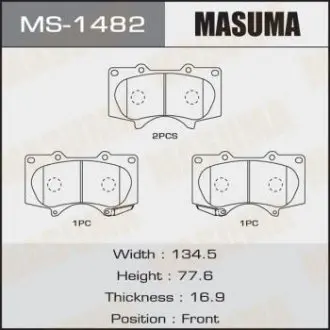 Колодки гальмівні передн Mitsubishi Pajero (06-)/ Toyota Hilux (11-), Land Cruiser Prado (02-09) (MS-1482) MASUMA MS1482
