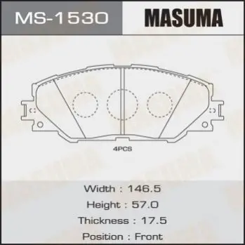Колодки гальмівні передн Toyota Auris (10-), RAV 4 (05-16) (MS-1530) MASUMA MS1530 (фото 1)