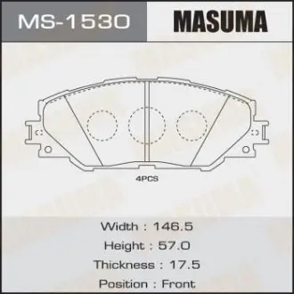 Колодки гальмівні передн Toyota Auris (10-), RAV 4 (05-16) (MS-1530) MASUMA MS1530