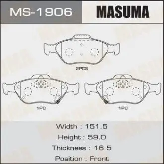 Гальмівні колодки передня AN-8060WK, NP1129, P83085  MASUMA MS1906