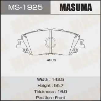 Колодки гальмівні передн Toyota CH-R (19-), Camry (17-), RAV 4 (19-) (MS-1925) MASUMA MS1925