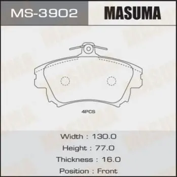 Колодки гальмівні (MS-3902) MASUMA MS3902 (фото 1)
