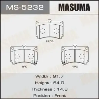 Колодки тормозные передн AN-298WK, NP5010, P49016  MASUMA MS5232