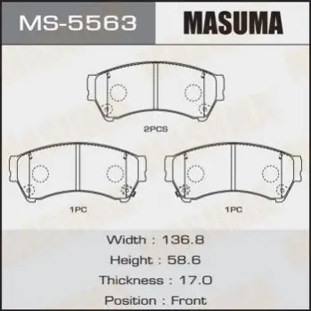 Колодки гальмівні передн Mazda 6 (07-12) (MS-5563) MASUMA MS5563 (фото 1)