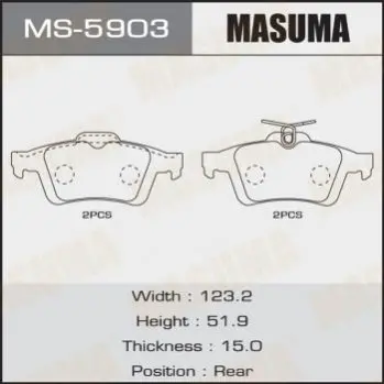 Колодки гальмівні задн Ford Focus (04-)/ Mazda 3 (03-), 5 (05-15) (MS-5903) MASUMA MS5903 (фото 1)