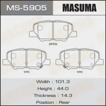 Колодки гальмівні задн Mazda 6 (12-16)/ Mitsubishi ASX (12-14), Outlander (12-) (MS-5905) MASUMA MS5905 (фото 1)