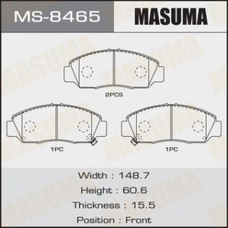 Колодки гальмівні передн Honda Accord (02-05), Civic (06-11), FR-V (05-09) (MS-8465) MASUMA MS8465