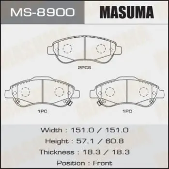 Колодки гальмівні передн Honda CR-V (07-16) (MS-8900) MASUMA MS8900 (фото 1)