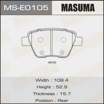 Колодки гальмівні (MS-E0105) MASUMA MSE0105 (фото 1)