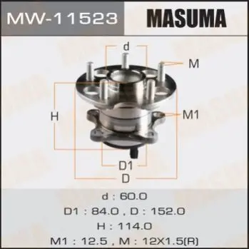 Маточина колеса заднього у зборі з підшипником Toyota Venza (09-16) (с ABS) (MW-11523) MASUMA MW11523 (фото 1)