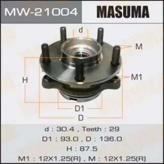 Маточина колеса переднього у зборі з підшипником Nissan Murano (04-08), Teana (03-08) (MW-21004) MASUMA MW21004