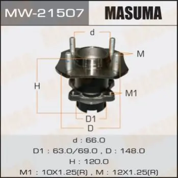 Маточина колеса заднього у зборі з підшипником Nissan Tida (07-) (с ABS) (MW-21507) MASUMA MW21507 (фото 1)