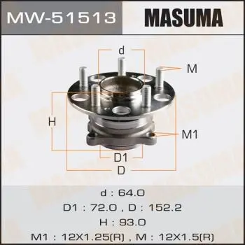 Маточина колеса ззаду ACCORD 09- (with ABS) (MW-51513) MASUMA MW51513 (фото 1)