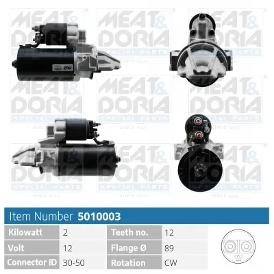 MEATDORIA FORD стартер Transit 06-,Tourneo 06-,Peugeo Boxer,Citroen 2.2HDi 06- MEAT&DORIA 5010003 (фото 1)