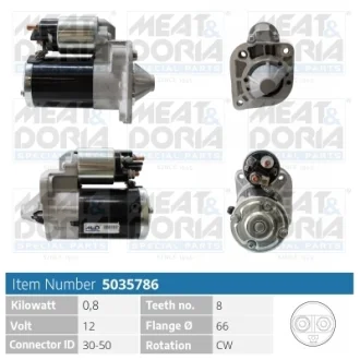 MEATDORIA RENAULT Стартер LOGAN I (LS_) 1.6 04-, DACIA MEAT&DORIA 5035786