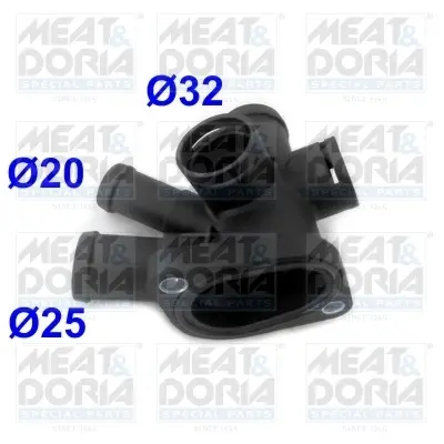 MEATDORIA VW Фланець охолоджувальної рідини GOLF,VENTO 1.6 96-97 MEAT&DORIA 93186 (фото 1)