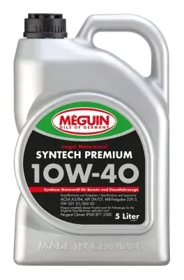 Моторна олива Meguin SYNTECH PREMIUM SAE 10W-40, 5 L MEGUIN 4338 (фото 1)