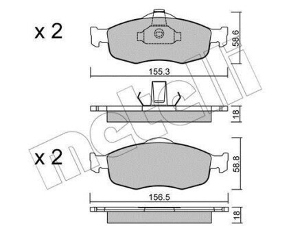 Колодки гальмівні (передні) Ford Mondeo I/II 93-00/Scorpio I/II 85-98 Metelli 22-0146-0