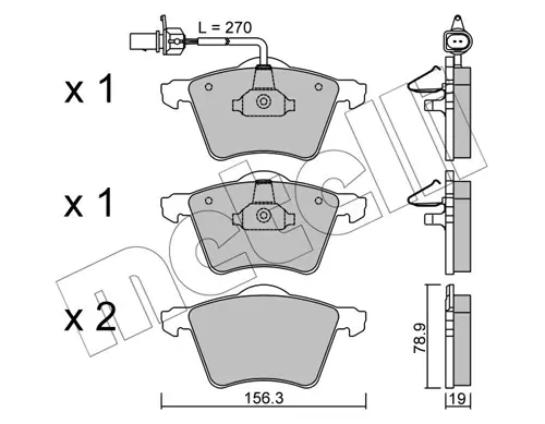 Колодки гальмівні (передні) Ford Galaxy 92-06/Seat Alhambra/VW Sharan 95-10 (+ датчики) Metelli 22-0550-0 (фото 1)