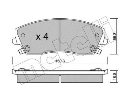 Колодки гальмівні (передні) Chrysler 300 04- Metelli 22-0716-0