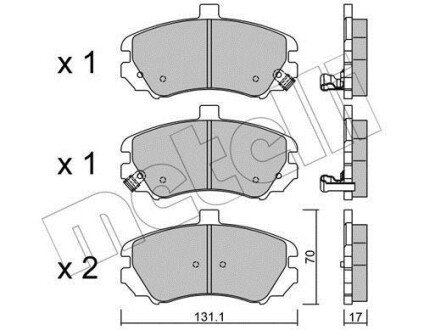 Комплект тормозных колодок, дисковый тормоз Metelli 22-0884-0