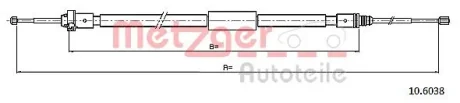 Трос ручного гальма METZGER 10.6038