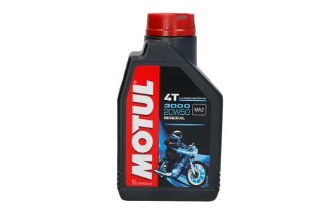Олива для чотиритактних двигунів 3000 20W50 1л, API SJ JASO MA-2 Мінеральна MOTUL 3000 4T 20W50 1L 107318