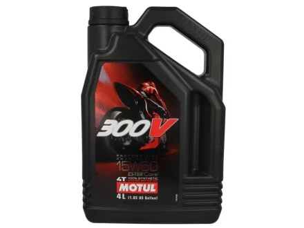 Олива для чотиритактних двигунів 300V Factory Line 15W50 4л >JASO MA2 Синтетична естерове MOTUL 300VFL 15W50 4L 104129
