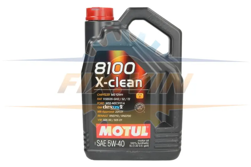 Моторна олива 8100 (5L) 5W40 BMW LL-04 model up to END 2018 CHRYSLER MS-12991 DEXOS 2 FIAT 9.55535 GH2 FIAT 9.55535 S2 FIAT 9.55535 T2 FORD M2C917 A HONDA HYUNDAI KIA MB 229.51 MITSUBISHI MOTUL 8100 X-CLEAN 5W40 C3 5L (фото 1)