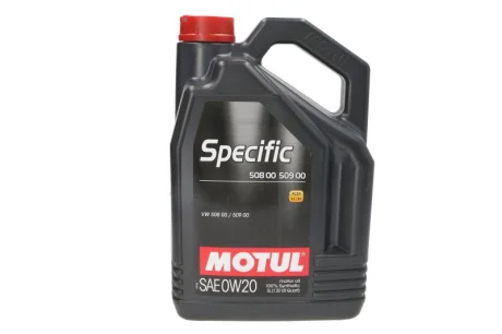 Моторна олива SPECIFIC (5L) 0W20 API SN+ PORSCHE C20 VW 508.00 VW 509.00 MOTUL SPECIFIC 508/509 0W20 5L