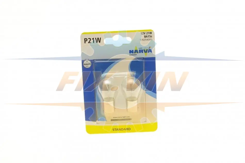 Автолампа P21W 12V 21W BA15s Standard (блістер/к-кт 2 шт.) NARVA 176354000 (фото 1)