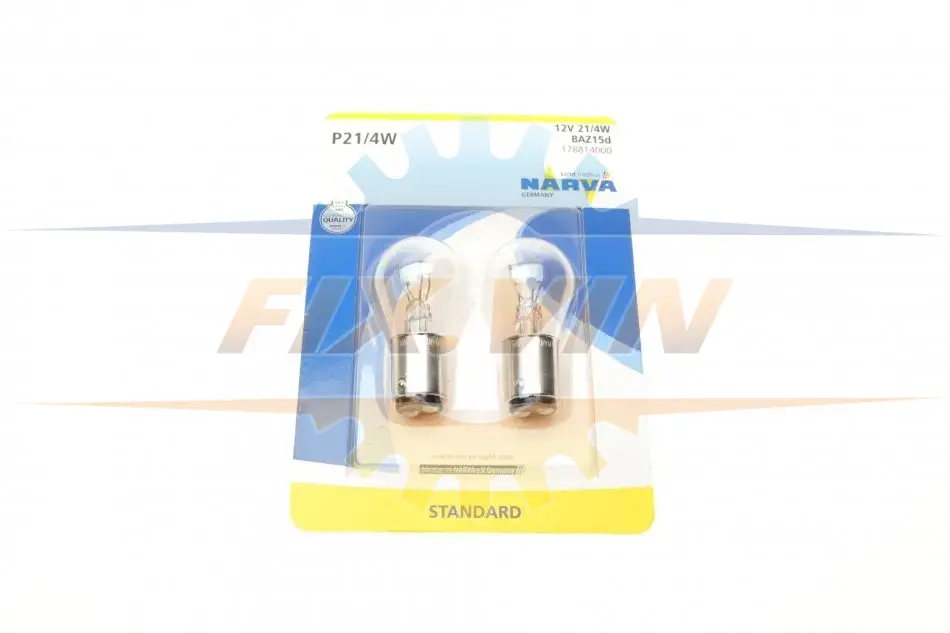 Автолампа P21/4W 12V 21/4W BAZ15d Standard (блістер/к-кт 2 шт.) NARVA 178814000 (фото 1)