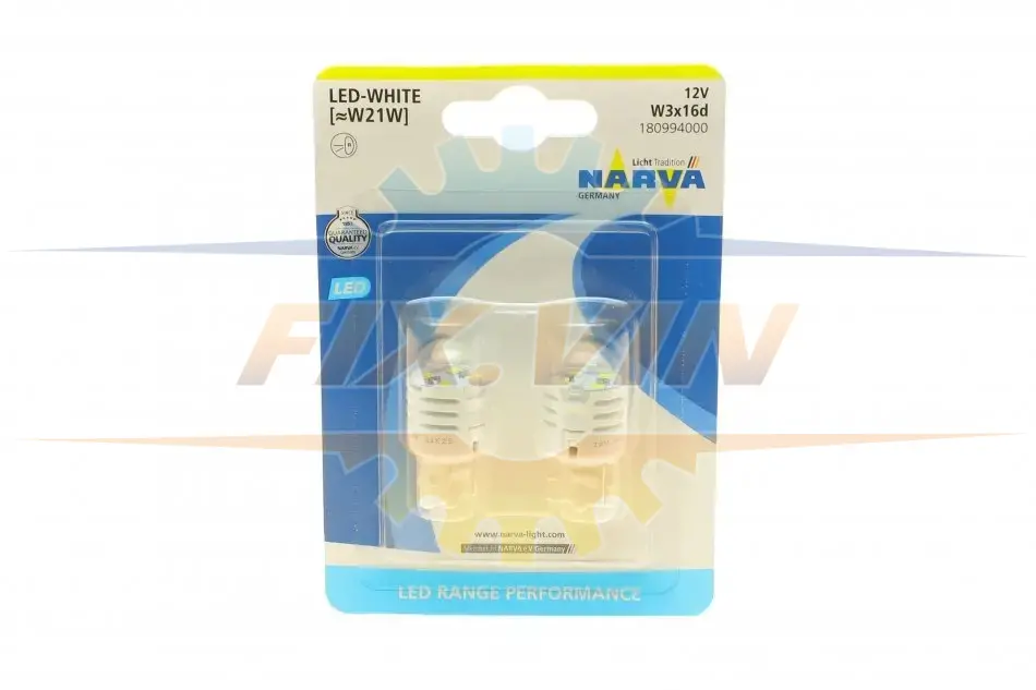 Автолампа W21W 12V 21W W3x16d (LED) (біла) (к-кт 2шт) NARVA 180994000 (фото 1)