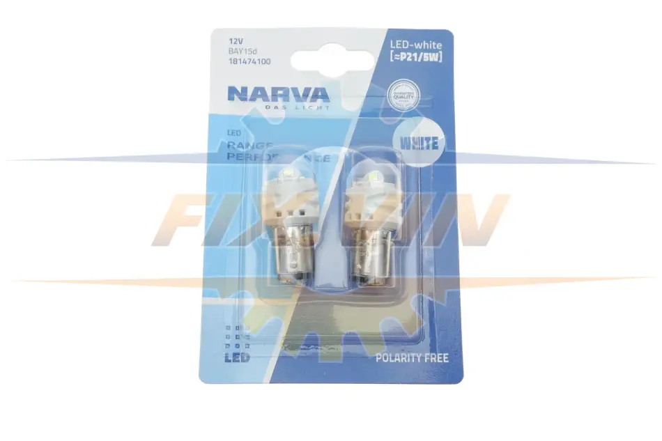 Лампа светодиодная P21/5W white LED Range Performance 2.4/0.48W BAY15D (блистер 2шт) (пр-во Narva) NARVA 181474100 (фото 1)