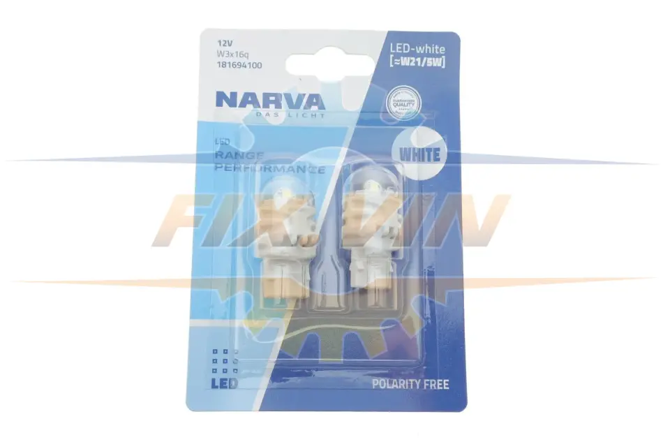 Лампа светодиодная W21/5W white LED Range Performance 2.4/0.48W W3x16q (блистер 2шт) (пр-во Narva) NARVA 181694100 (фото 1)