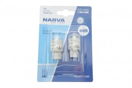 Лампа светодиодная W21/5W white LED Range Performance 2.4/0.48W W3x16q (блистер 2шт) (пр-во Narva) NARVA 181694100