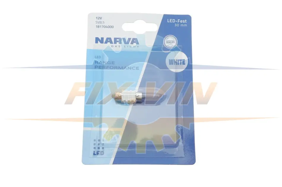 Лампа светодиодная LED FESTOON С5W Range Performance 0,8W SV8.5 (30мм) (пр-во Narva) NARVA 181704000 (фото 1)