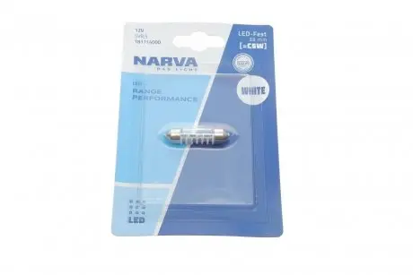Лампа светодиодная LED FESTOON С5W Range Performance 0,6W SV8.5 (38мм) (пр-во Narva) NARVA 181714000