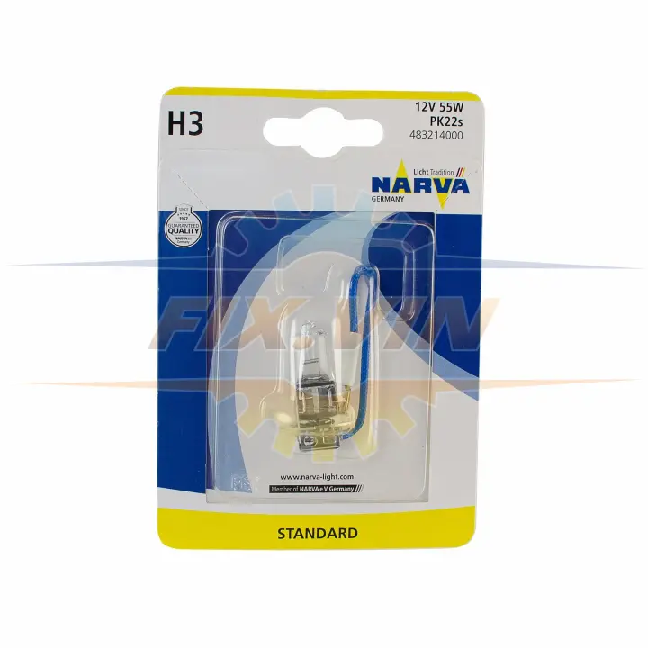 Лампа накаливания H3 12V 55W PK22s (пр-во Narva) NARVA 48321B1 (фото 1)