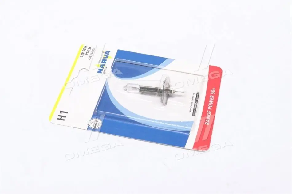 Лампа розжарювання H1 12V 55W P14,5S RANGE POWER +50 (Blister 1шт) (вир-во Narva) NARVA 48334B1 (фото 1)