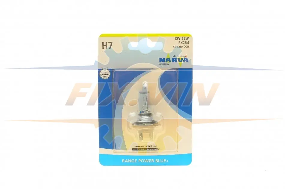 Автолампа H7 12V 55W PX26d Range Power Blue+ (3700K) (блістер/1шт) NARVA 486384000 (фото 1)