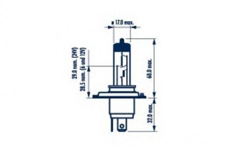 Лампа H-4 60/ 55W P43t RP50 12V 60/ 55W P43t Cart NARVA 48861