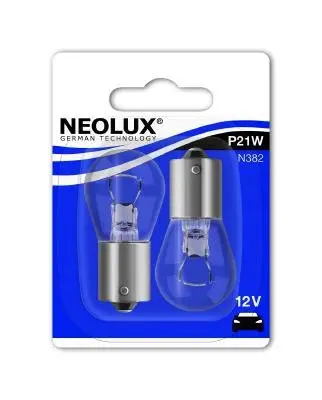 Лампа допоміжн. освітлення Р21W 12V 21W ВА15s(blister 2шт) (вир-во Neolux) NEOLUX N38202B (фото 1)