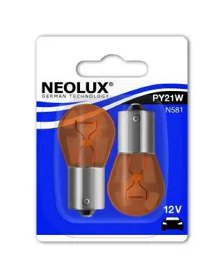 Лампа допоміжн. освітлення РY21W 12V 21W ВАU15s (blister 2шт) (вир-во Neolux) NEOLUX N581-02B (фото 1)