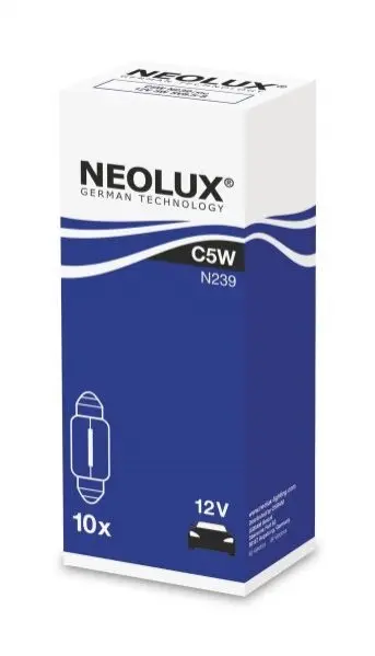Лампочка допоміжна C5W (12 В, 5 Вт, тип гнізда: SV8,5-8) NEOLUX NLX239K10SZT (фото 1)