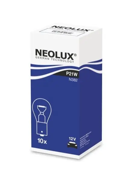 Лампочка P21W (картон, 10 шт, 12В, 21Вт, тип гнізда: BA15S) NEOLUX NLX382K10SZT (фото 1)